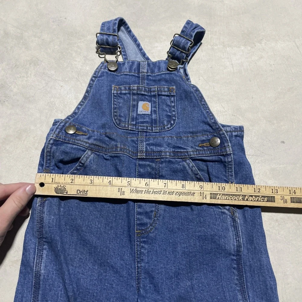 Carhartt Kids Size 2T Jean Overalls Blue Denim Adjustable Toddler Boys Unisex